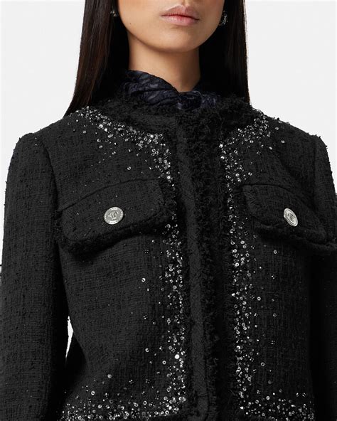 versace tweed jackets|VERSACE Embellished cotton.